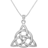 Jewelry Trends Sterling Silver Celtic Triquetra Circle of Life Pendant on Box Chain Necklace