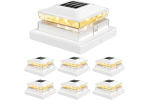 Flyingod Solar Post Caps Light, Fence Post Solar Light for 4x4 5x5 Wooden/Vinyl, Courtyard Atmosphere Warm Lighting LED with IP64 for Decorate Deck Garden Patio Porch (White, 6 Pack)