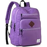 VASCHY School Backpack for Women, Unisex Large Bookbag Schoolbag Casual Daypack for High School/College/Teens/Travel/Work Purple