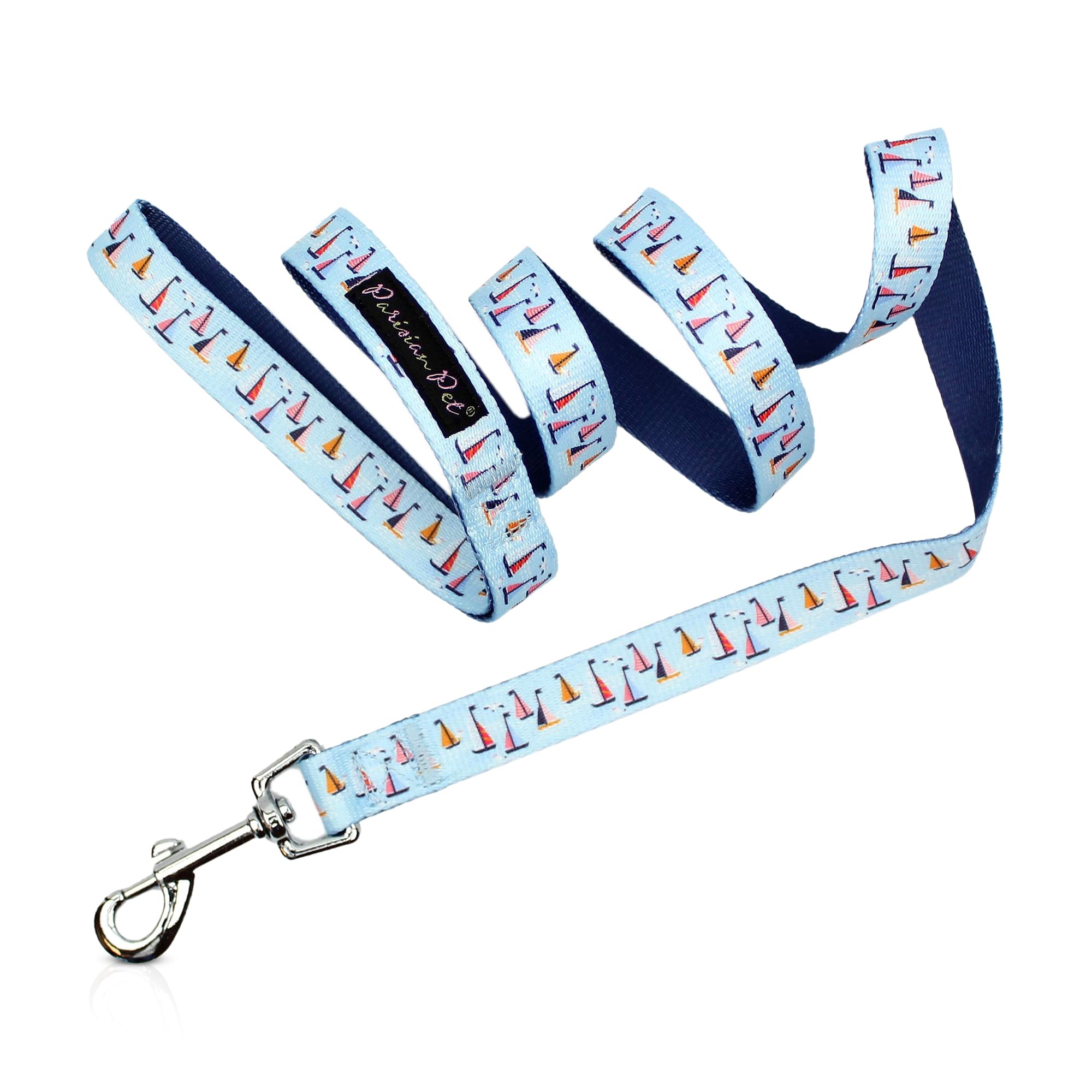 Parisian Pet Dog Lead - 4ft Long, Sail Boats, Durable Nylon Dog Training Leash - Traction Rope for Small/Medium Dogs