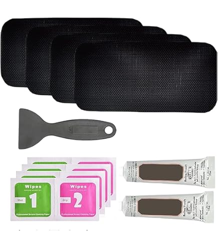Kit Réparation Trampoline Tinoaly – 6 Patchs Autocollants 3 Formes, Avec Grattoir, TPE Résistant