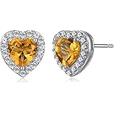 Sterling Silver Created White Sapphire Halo Heart Stud Earrings