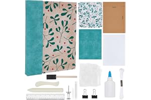 WEBEEDY 62 Pcs Bookbinding Kit for Beginners DIY Deluxe Flower Journal Book Binding Tools Materials and Tuition Guide Complete Bookbinding Supplies Kit with Thread,Sewing Needles,Other Tools,A6