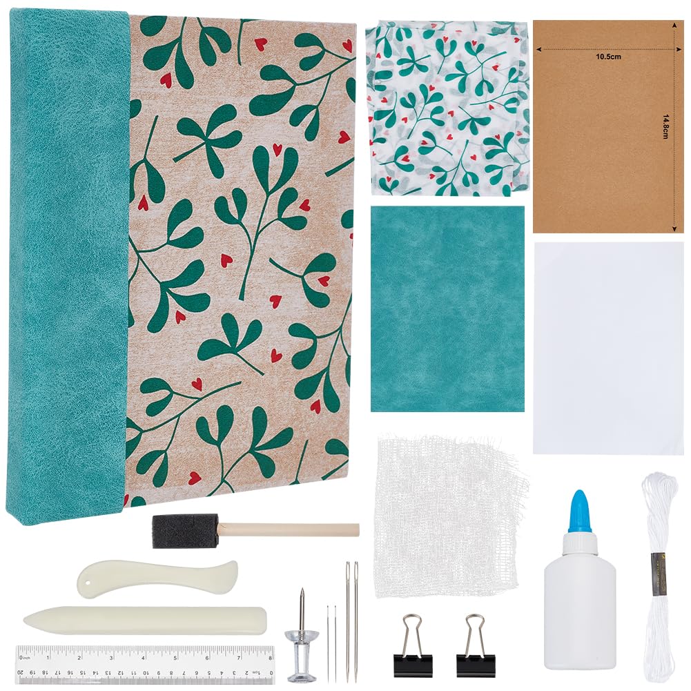 WEBEEDY Bookbinding Kit for Beginners DIY Deluxe Flower Journal Book Binding Tools Materials and Guide Complete Bookbinding Supplies with Book Cloth, Needles, Paper, Tools, Back to School Supplies