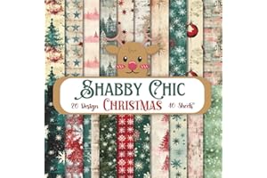 Shabby Chic Christmas Scrapbook Paper Craft Pad: 20 Vintage X'mas Designs, 40 Double-Side Sheets (2 Sheets Per Design). 8.5"x8.5" Size Scrapbooking ... Gift Wrapping, Collage, Cardstock & More