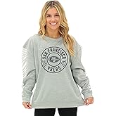 Zubaz NFL Teams Women's Graphic Long Sleeve Crewneck Sweatshirts with Zebra Sleeves Accents (X-Small - 3X-Large)
