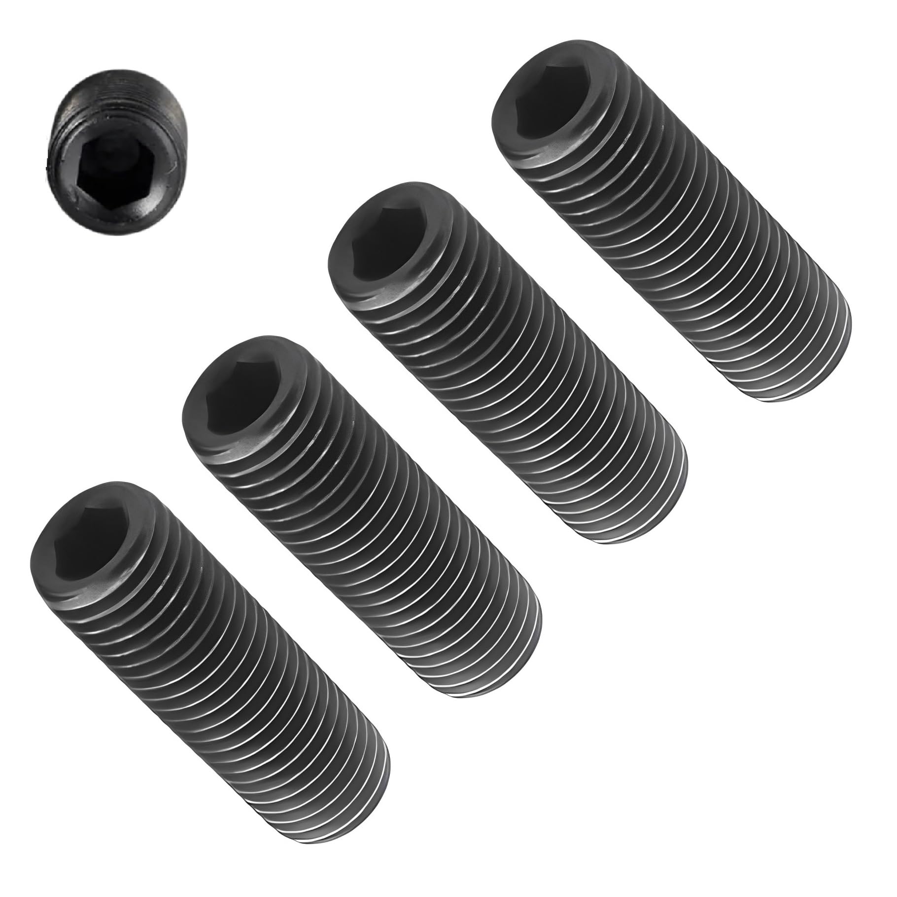 TERF® M12 X 40mm Allen Head Hex Socket Grub Screws Self Colour Black High Tensile Grade 14.9 Grub Screw M12 (12mm) X 40mm Allen Key Internal Hexagonal Socket Bolts - Pack of 4