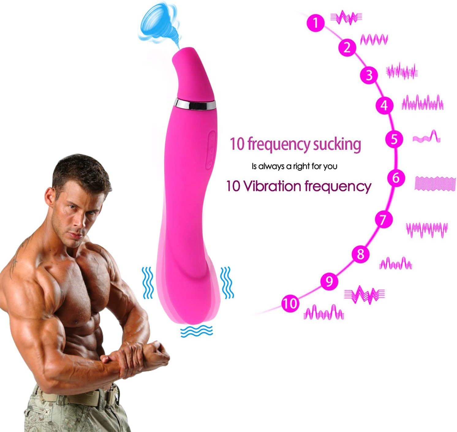 Pink 8.26 inches Super Powerful Soft Slicone Toy Used in Bedroom and Everywhere You Wanted