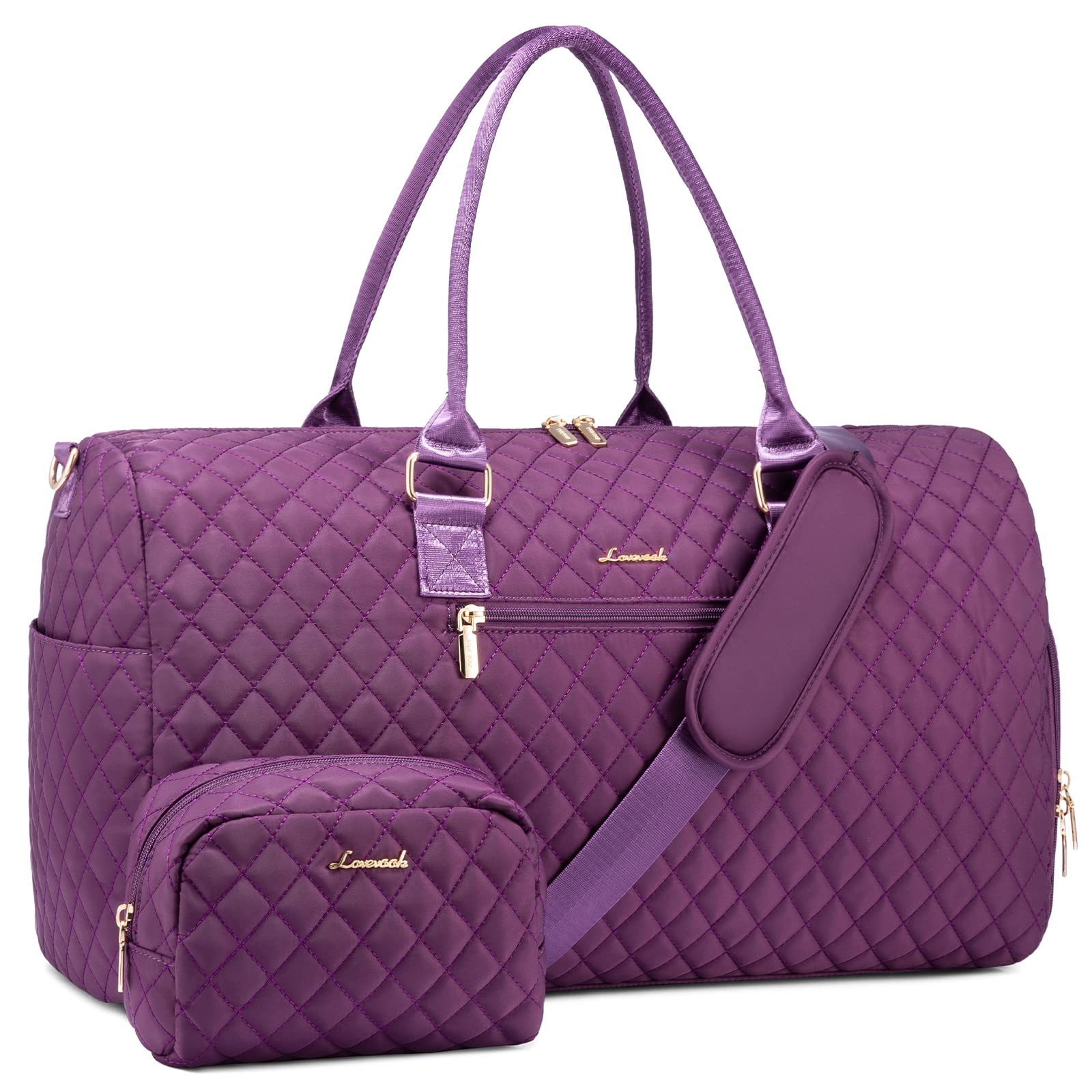 LOVEVOOK Travel Duffle Bag, Weekender Bag for Women with Toiletry Bag, Carry on Overnight Bag with Shoe Compartment, Gym Duffel Bag with Wet Pocket, Mommy Hospital Bags for Labor and Delivery Image