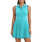 ATTRACO Women Tennis Dresses Polo Golf Dress Zip Up Pleated Workout Dress with Built in Shorts and Bra
