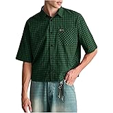 SHENHE Men's Plaid Button Down Short Sleeve Shirt Loose Fit Casual Shirt with Chest Pocket