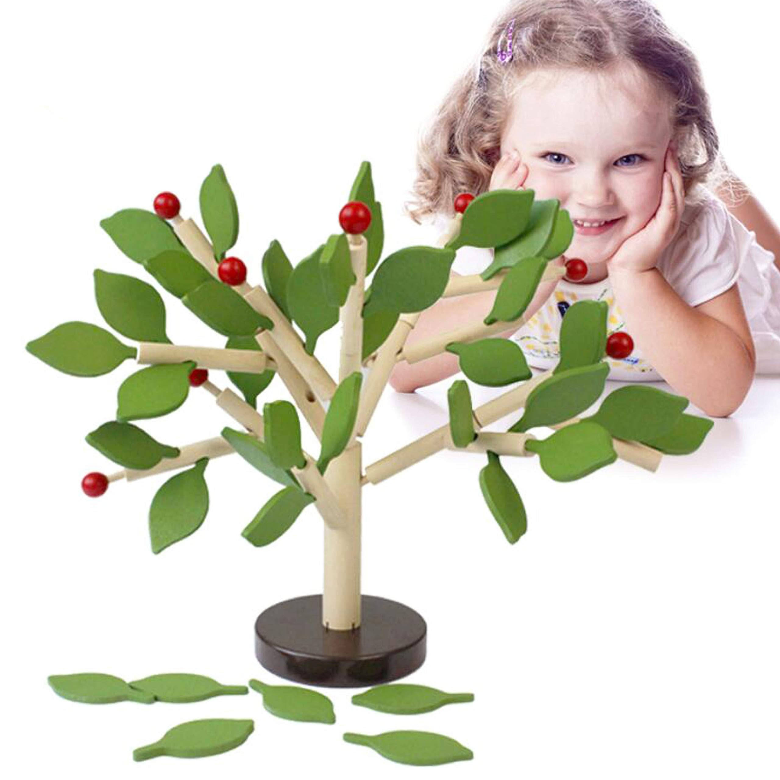 Photo 1 of Carykon Early Childhood Building Blocks Wooden Assembling Tree Combination Boys and Girls DIY Disassembly Puzzles Educational Toys Home Office Decoration (Green)-3 Yrs+