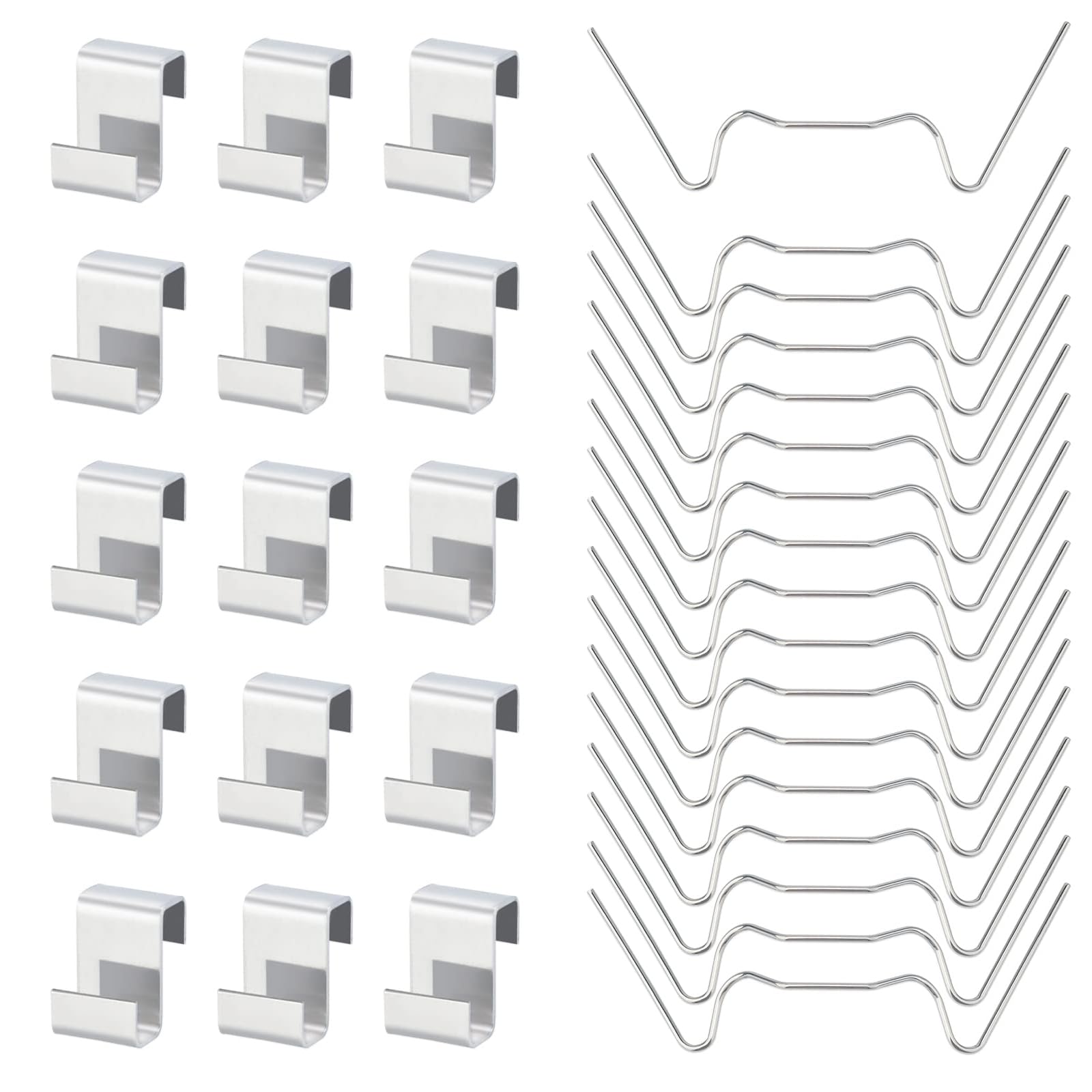 KTHZI 60 Pack Greenhouse Clips Stainless Steel Glass Pane (30 Pcs Glazing W Wire Clips and 30 Pcs Z Clips) Window Fixings for Aluminium Greenhouses Panels Polycarbonate