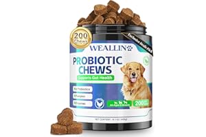 WEALLIN 200 PCS Probiotics for Dogs - Dog Probiotic Chews for Gut Health, Digestive Support & Itchy Skin Relief Pet Diarrhea Gas Treatment - Probiotics, Digestive Enzymes, Prebiotics, Pumpkin