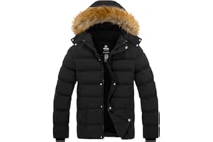 Wantdo Men's Winter Puffer Coat Casual Fur Hooded Warm Outwear Jacket