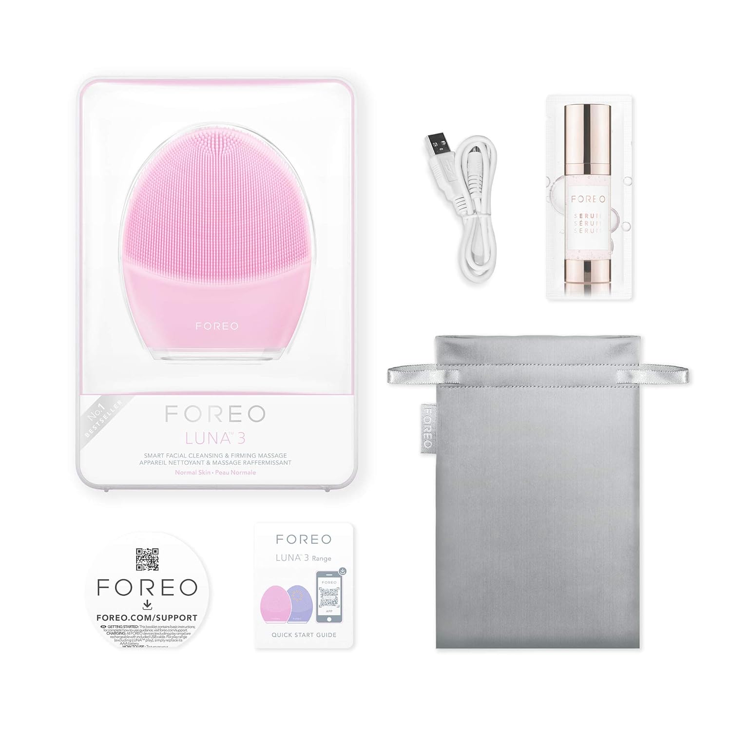 FOREO LUNA 3 for Normal Skin, Smart Facial Cleansing and Firming Massage Brush for Spa at Home: Premium Beauty