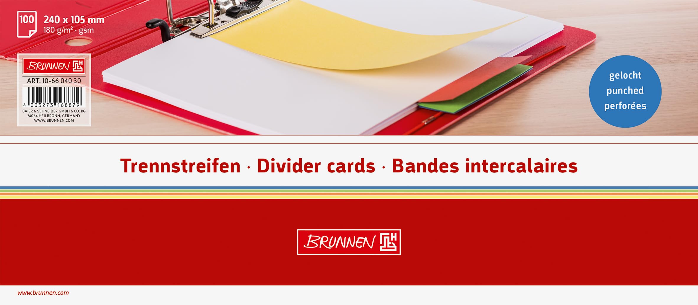 Baier & Schneider, Dividers, Inkjet Printers, Laser Printers Cardboard 190 g/m², 105 x 240 mm Blue