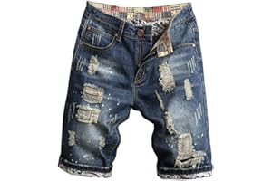 QZH.DUAO Men's Ripped Denim Shorts & Jeans
