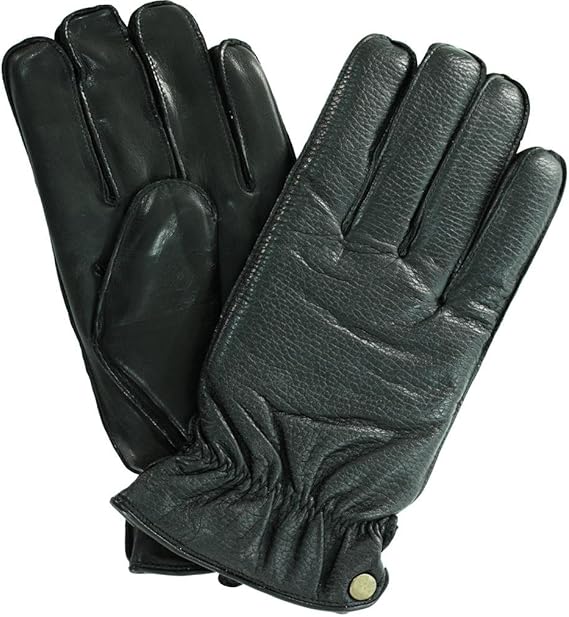 Isotoner Mens Sherpasoft Fleece Lined Leather Gloves Black XLarge