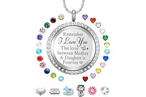AZNECK Best Inspirational Floating Charms Locket Necklace Gifts for Mother Grandma Granddaughter Niece Family Charm Pendant w