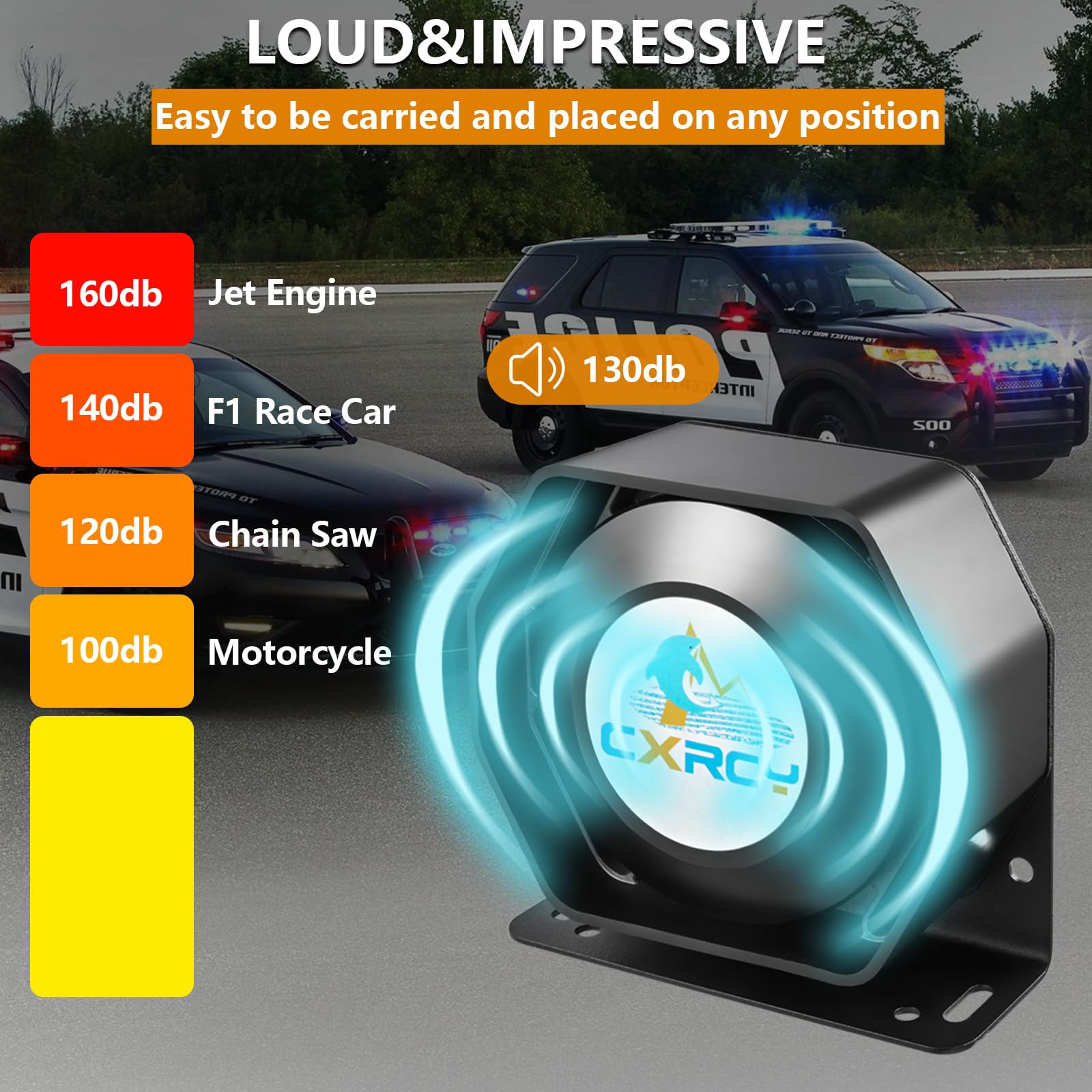 12V 100W Police Siren PA System Kit [18 Tones] [120-130dB][Wireless Mic PA System] CXRCY Emergency Warning Siren for Vehicles Tow Truck UTV ATV Van Car POV RV