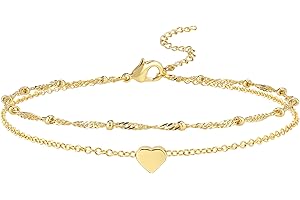 Reoxvo Extra Large Anklets for Women Large Ankle, 14k Real Gold Plated Brass/Sterling Silver Plated Brass Bracelets for Women Heart Link Anklet Plus Size Summer Beach Jewelry Accessories 10 11 inch