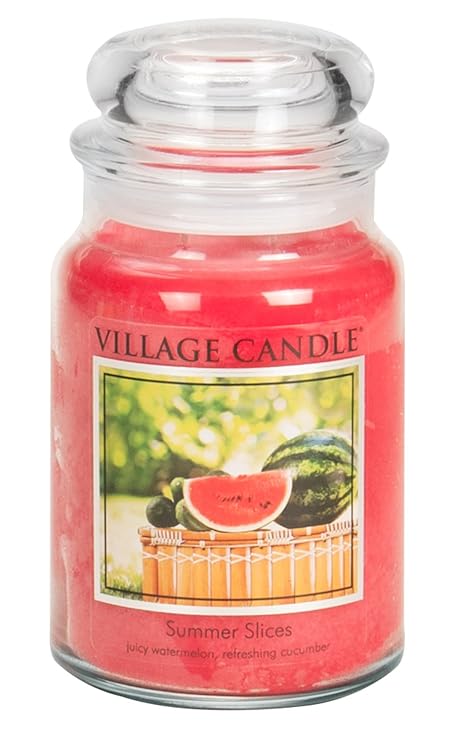 Village Candle Simmerscheiben große Duftkerze im Glas, 737 g, grün 10.5 x 10.3 cm