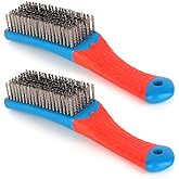 2 Pack Wire Brushes for Cleaning-Heavy Duty Stainless Steel Wire Scratch Brush for Metal Rust Cleaning,Paint Scrubbing with R