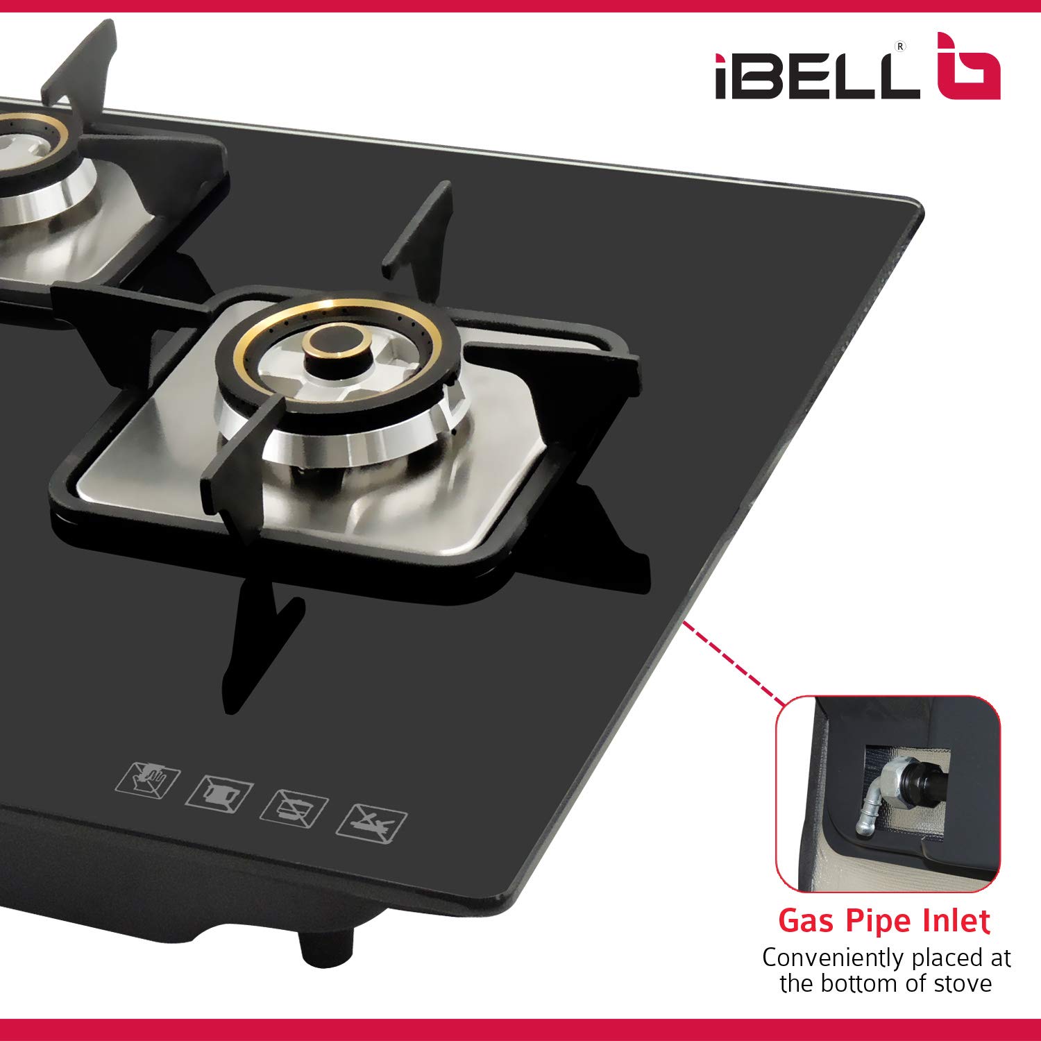 HOB 3 Burner Glass Top Gas Stove with Auto Ignition iBELL Best