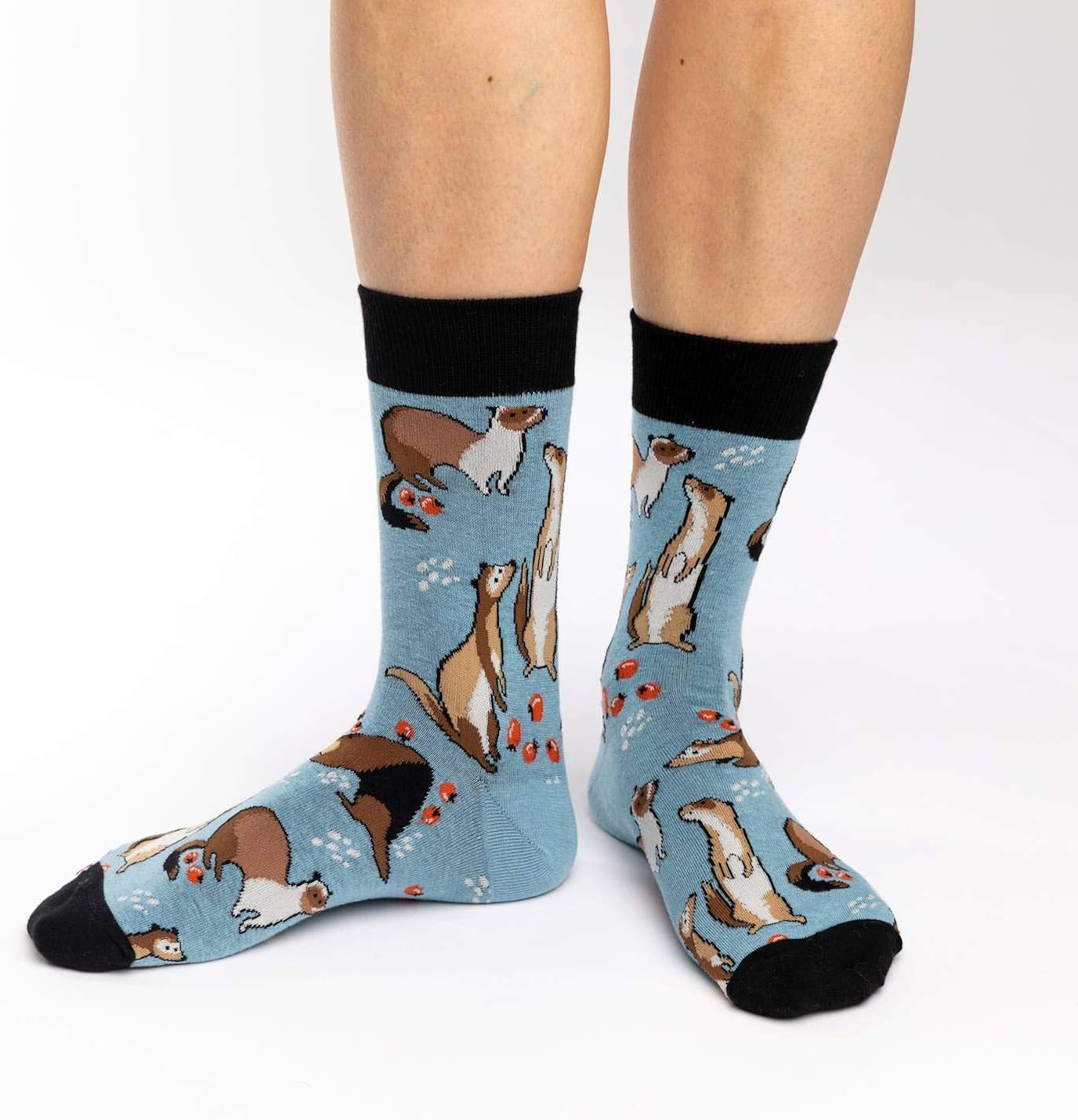 Good Luck Sock Women's Ferrets Socks - Blue, Adult Shoe Size 5-9: Clothing