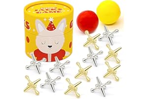 ATOSHP Jacks Game with Ball, Retro Toys, 12 Metal Jax and 2 Different Balls in The Box
