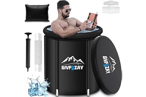 GIVFOZAY Ice Bath Tub for Athletes, Foldable Polar Pod, Inflatable Arctic Pod Ice Bath, Multi Level Portable Ice Bath Dipping Pool, Ice Bath Tub for Adults (Black)