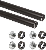 Emuca Wardrobe Round Hanging Rail Kit Ø28mm 750mm Moka Aluminium Zamak Pack of 2