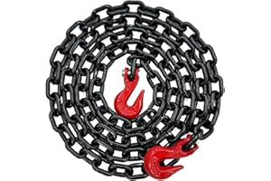 Falcon Cargo 3/8" X 12' Grade 80 Transport Binder Chain - 7100LB WLL - Clevis Grab Hook, Tie-Down, Towing