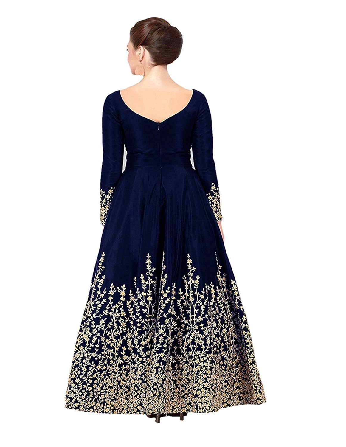 sojitra enterprise women's taffeta silk semi stitched anarkali gown (free size)