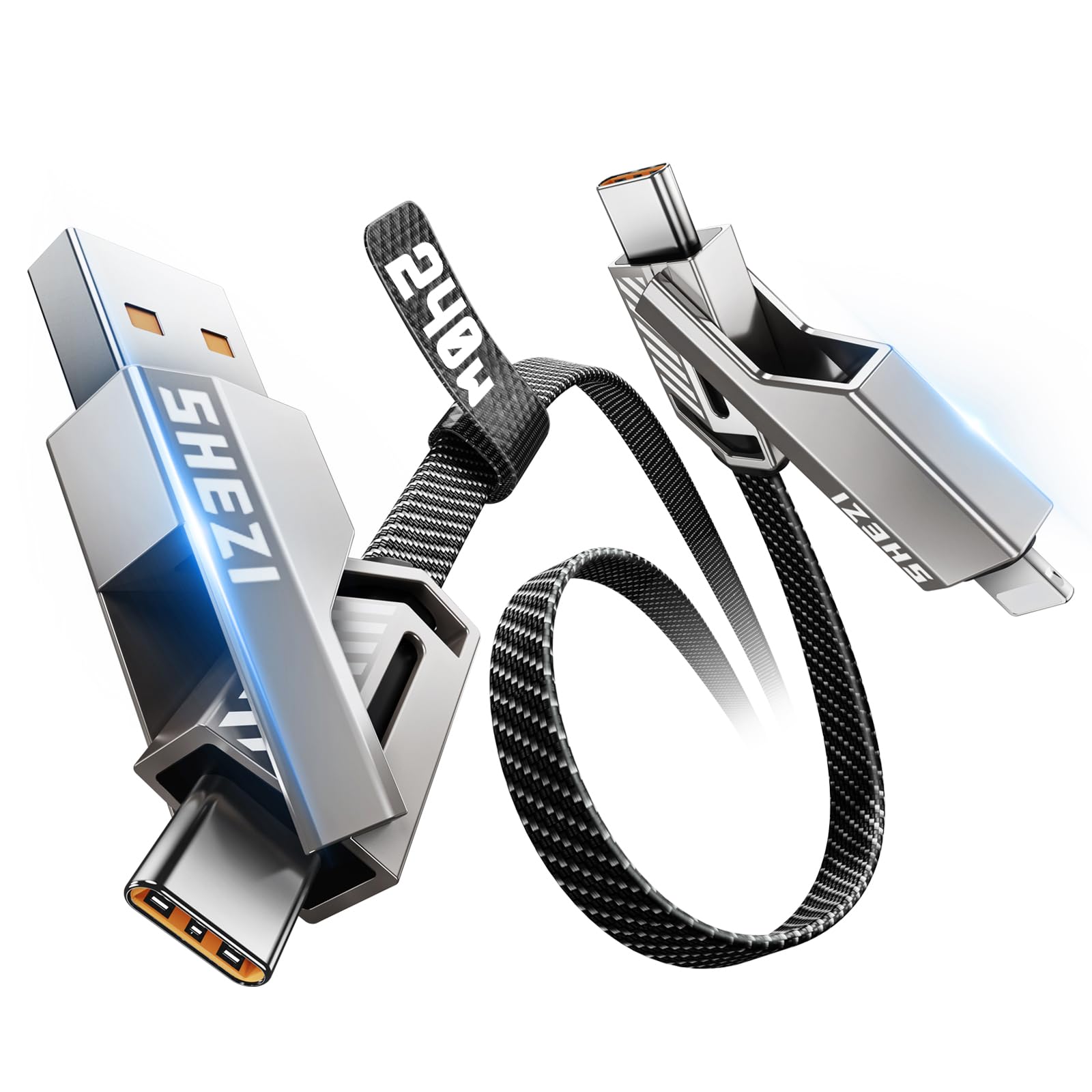 Photo 1 of [One is Enough] 4-in-1 Compatible with USB C to Lightning Cable, 240W High-Speed Charging & Fast Data Transfer,CarPlay & Android Auto Support Multi Charger Cord Combo for iPhone/Samsung/iPad,3FT