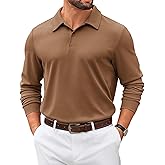 COOFANDY Men's Polo Shirts 2025 Long Sleeve Casual Golf Shirts Light Weight Moisture Wicking Pullover Shirts
