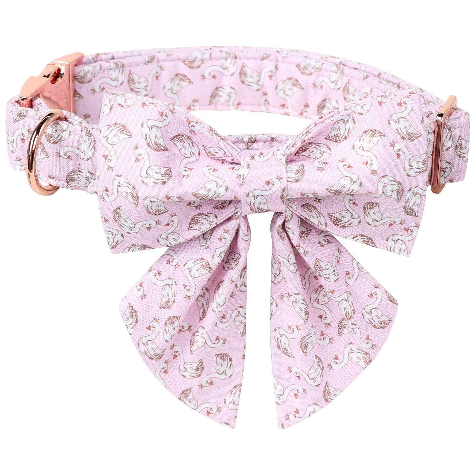 Lionet Paws Design Dogs Collar Cute Pink Sailor Bow Dog Collars for Girl Female Small Medium Dogs with Swan S — image 1