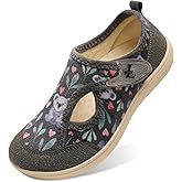 L-RUN Womens Slippers Wide Toe Box Barefoot Diabetic Shoes Women Ladies Winter House Shoes for Indoor and Outdoor