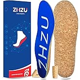 Plantar Fasciitis Insoles-2 Pairs,ZHZU Orthotics Shoe Inserts, Cork Arch Support Shoe Insole for Flat Feet,Work Boot Insert for Standing All Day (Red+Blue, M(Men8-10/Women9-11))