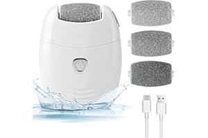 RIRC Electric Foot Callus Remover & Pedicure Kit w/3 Heads, 2-Speed Rechargeable (5W/500mAh) - Professional Foot File for Dead Skin, Calluses & Cracked Heels - Ergonomic Design w/Safety Lock-Home Spa&Gift