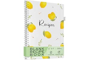 OUTSHINE 6 x9 Lemons Hardcover Recipe Binder, Blank Recipe Binder to Write in Your Own Recipes, Recipe Binder, Recipe Book Bl
