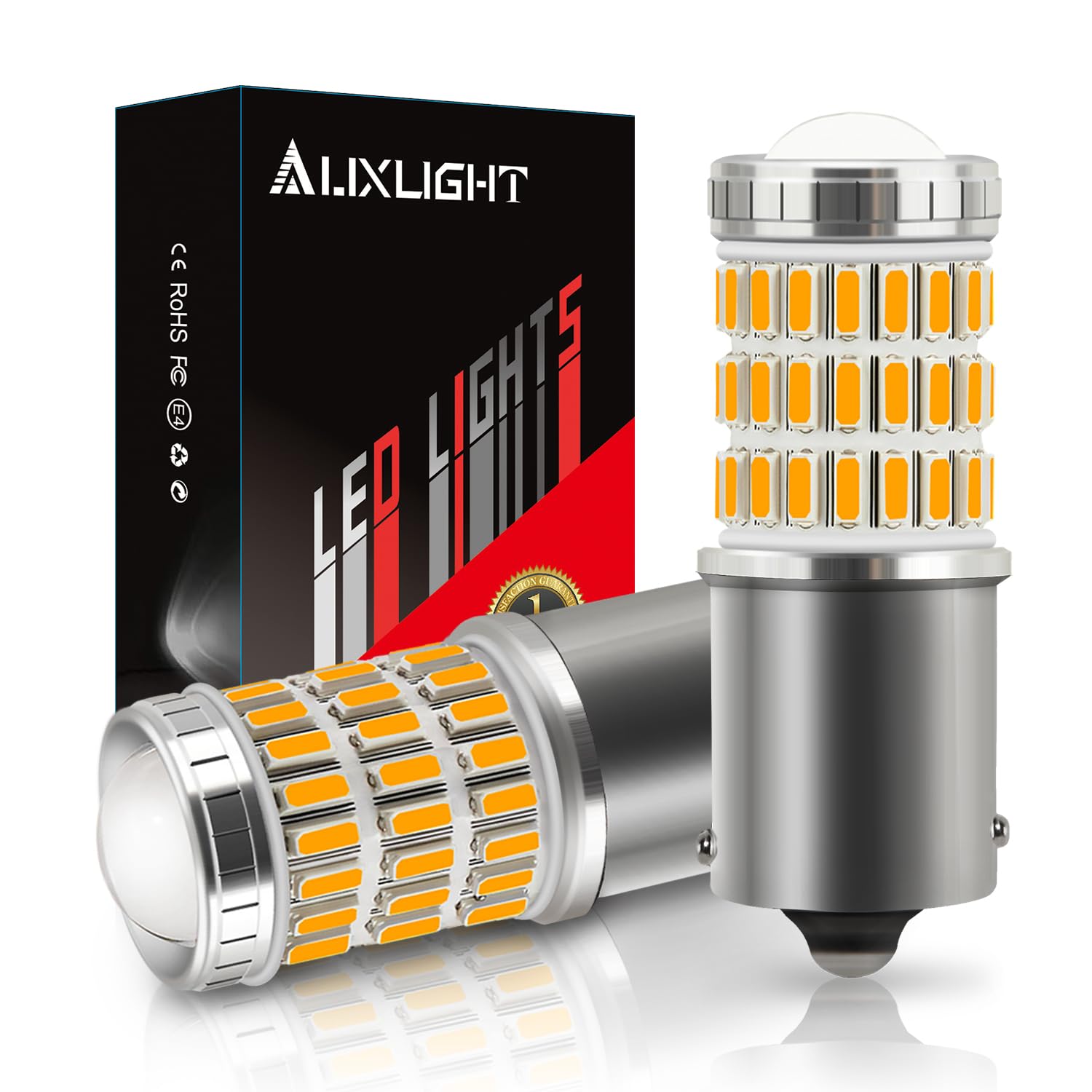 Photo 1 of AUXLIGHT 1156 BA15S 1003 1141 7506 1156A LED Bulbs Amber Yellow, Ultra Bright 60-SMD LED Replacement for Blinker Lights, Turn Signal/Parking or Running Lights, Brake/Tail Lights (Pack of 2)