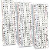 Chanzon 3 pcs Breadboard 830 Tie Points MB-102 Solderless Prototype Kit PCB | Universal Bread Board Plus 2 Power Rail and Adhesive Back for Small DIY Kits Arduino Proto Raspberry rasp Pi Project