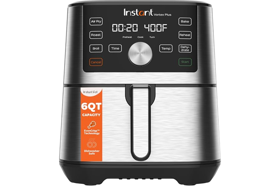 Instant Pot 6QT VORTEX Plus Air Fryer, 6-in-1, Air Fry, Broil, Dehydrate, Crisp, Roast, Reheat, Bake, Dishwasher-Safe Airfrye Book