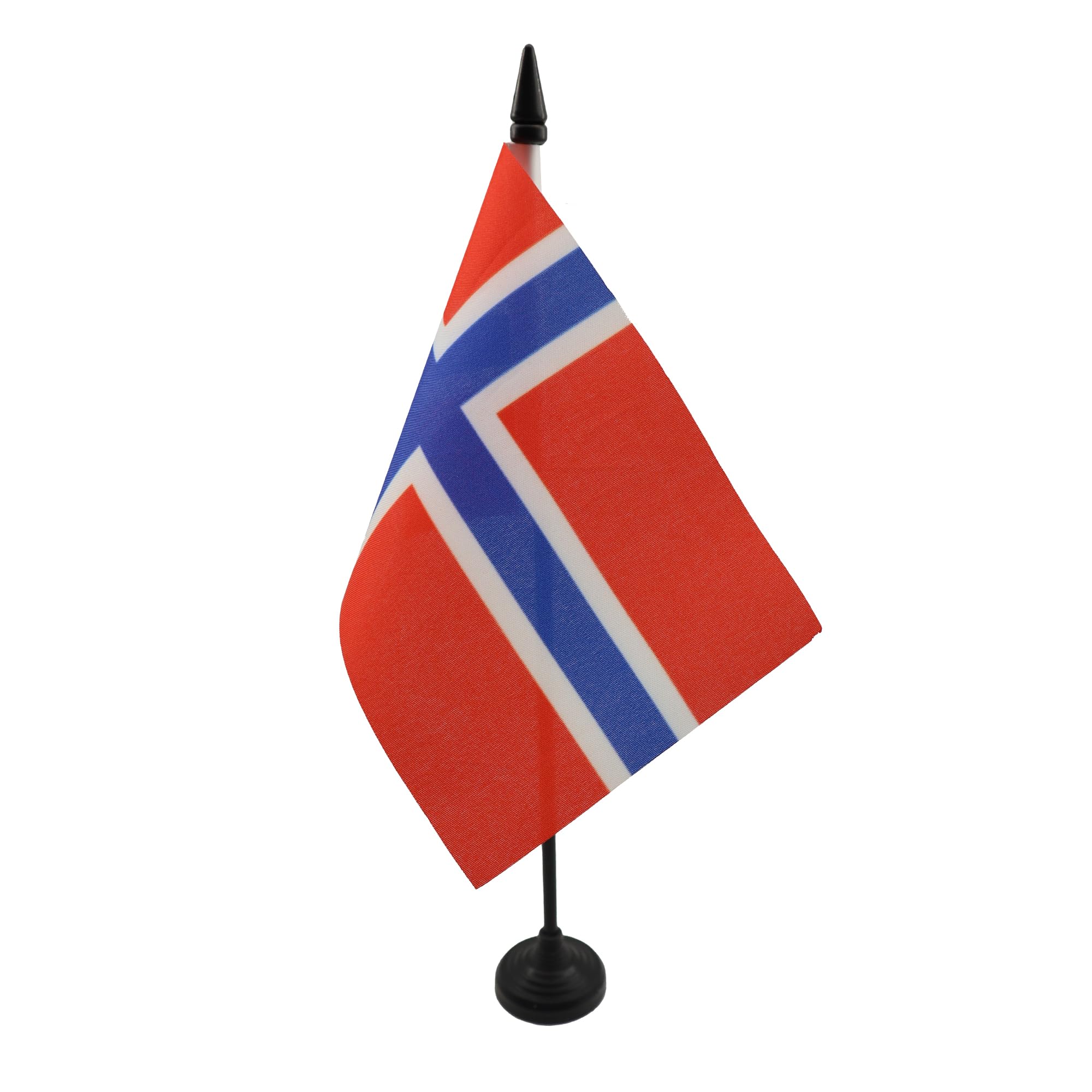 AZ FLAG - Norway Table Flag 4'' x 6'' - Norwegian Office Mini Banner 100% Polyester 15 x 10 cm - Mini Desk Flag with 10'' Pole and Black Plastic Base