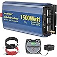 Power Inverter 1500W Pure Sine Wave Inverter 12V to 110V 120V AC with PD36W USB-C Builtin UL Fuse 15FT Remote with Battery Monitor Compatible with Lithium Battery Statlink for Car Off-Grid Solar RV