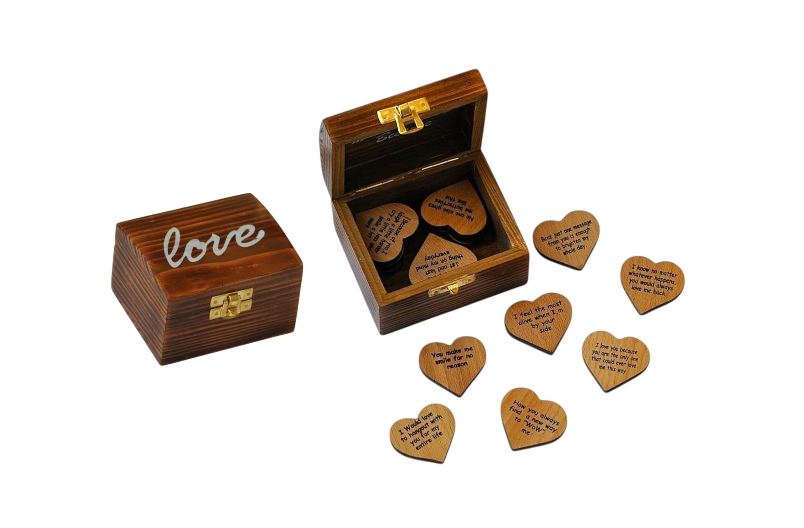 Love gifts for wife, Love gifts for her him, Love gifts for Girlfriend, 15 hearts with Beautiful Love Quotes Printed on Wooden Hearts, Unique Way to say " I LOVE YOU", anniversary valentine Gift