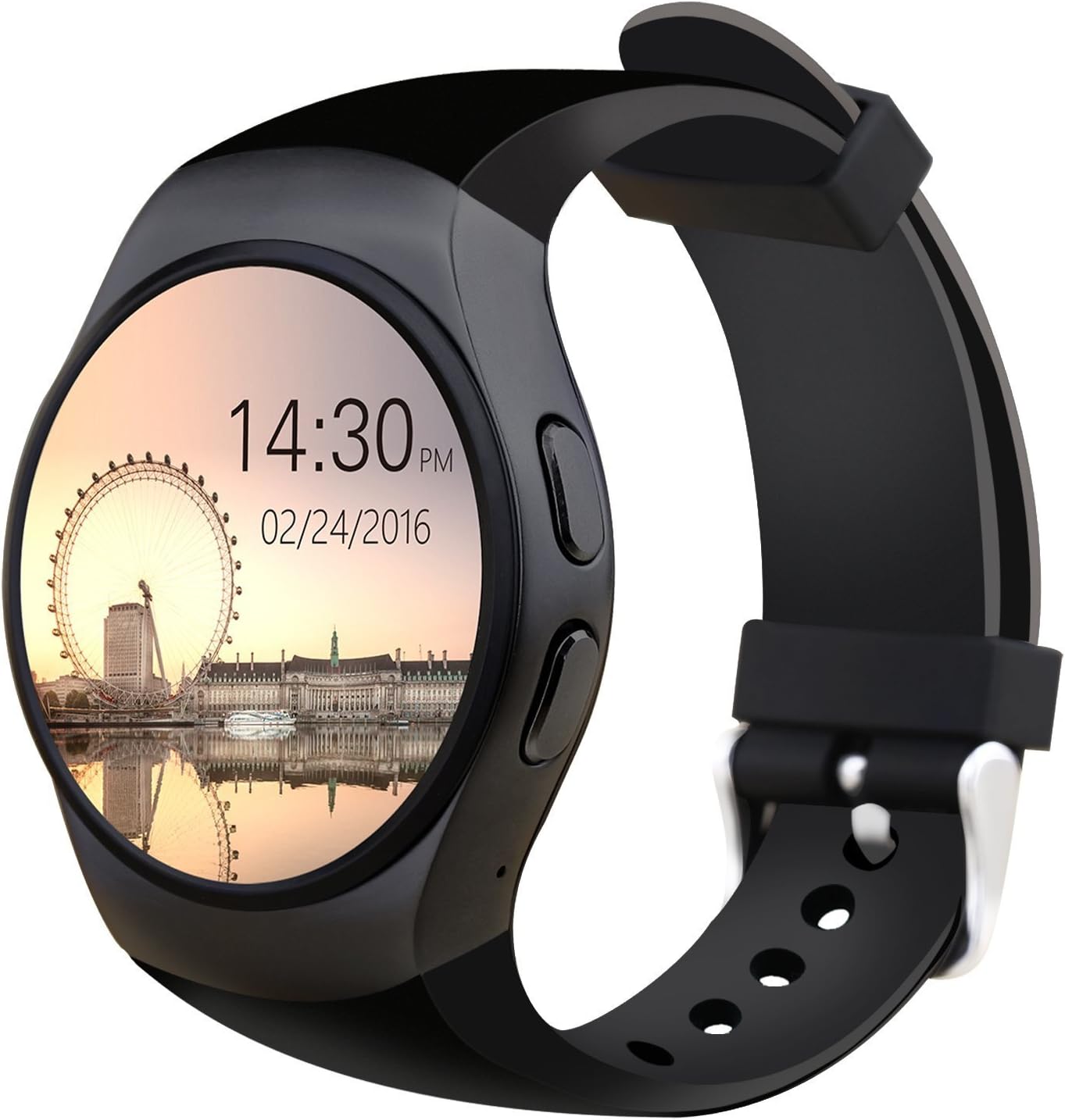 Bluetooth Smart Watch Phone KW18 Sim And TF Card Heart Rate Reloj Smartwatch Wearable Compatible For IOS Apple iPhone 5s/6/6s/SE Android Samsung HTC Sony LG Smartphones (Black)