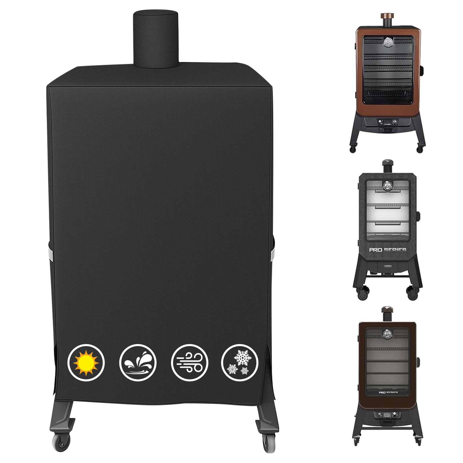 Utheer Grill Cover for Pit Boss 4/5/7 Series Vertical Smokers, PBV4PS1, PBV5PW1, PBV4PS2, PBV5P1, Pro Series 4/5/7, Heavy Duty 600D Waterproof Fabric Grill Cover for Pitboss 73550 Image